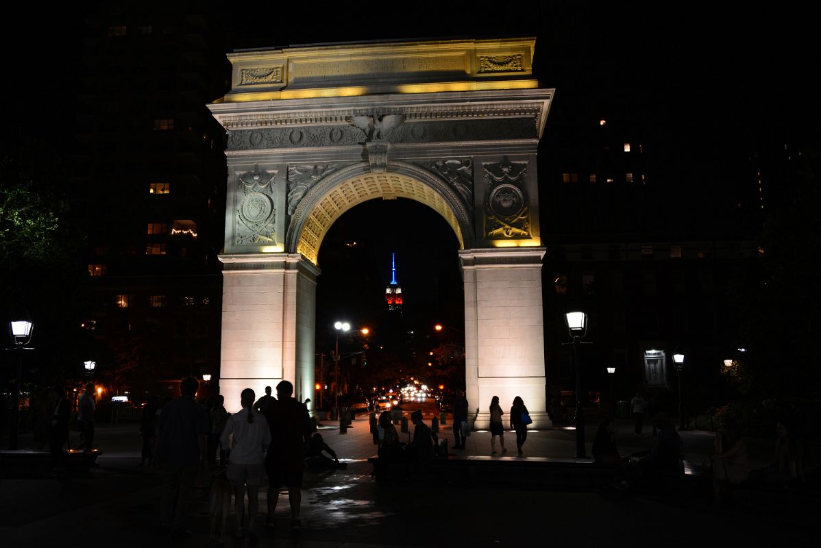 27 New York Washington Square Park Washington Arch At Night With Empire State Building